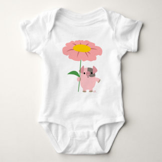 Body Piggy avec un cadeau (fille) bébé rameper