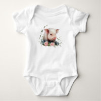 Piglet bébé doux avec fleurs