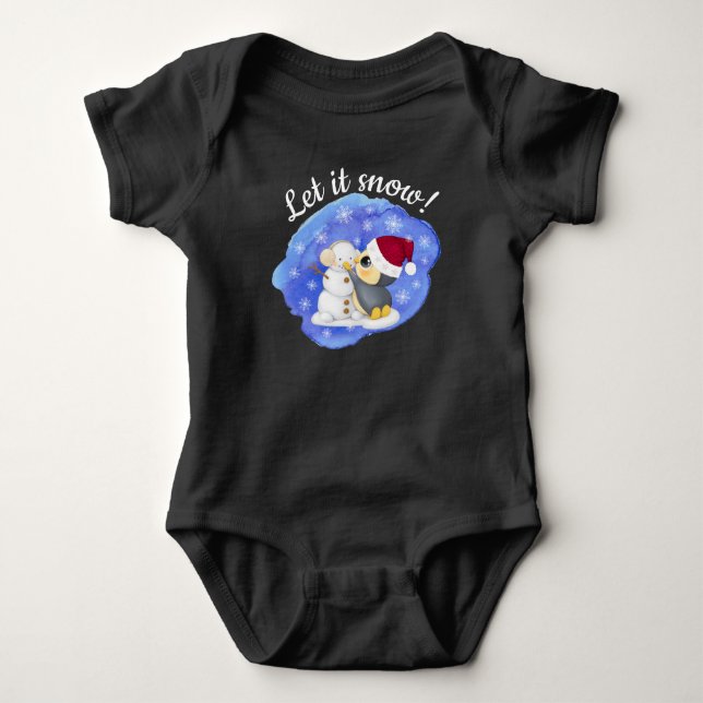 Body Pingouin Adorable Et Snowman Avec Texte Bébé Bodys (Devant)