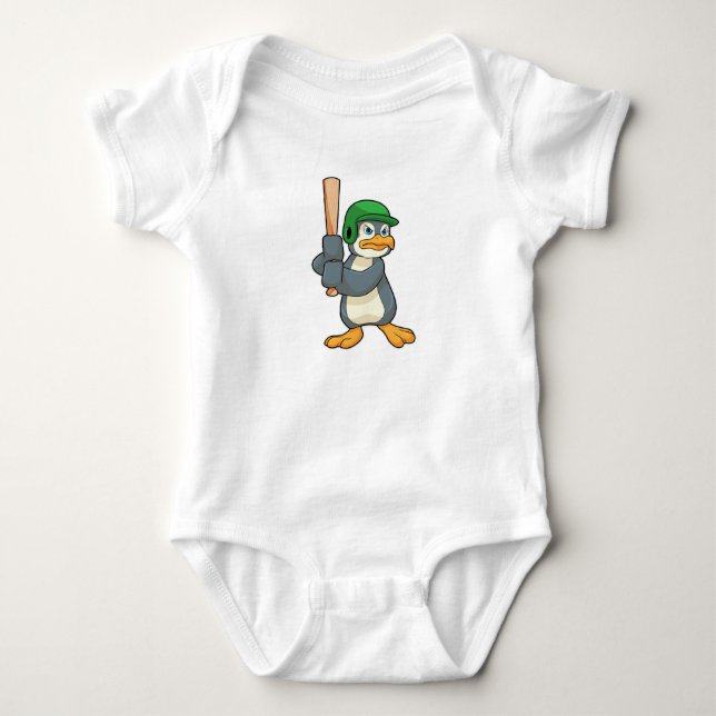 Body Pingouin au baseball avec batte et casque de baseb (Devant)