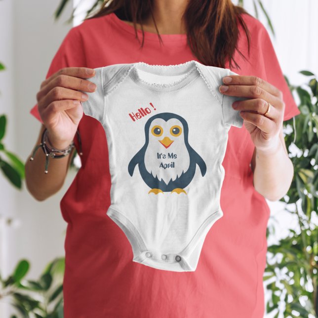 Body Pingouin bébé (penguin mom baby's short super soft bodysuit.)