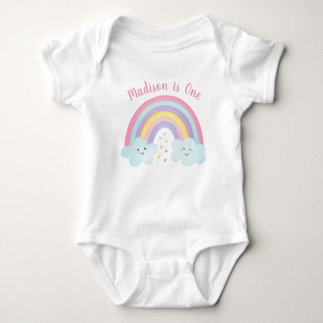 Body Pink Pastel Rainbow Nuages Premier Anniversaire (Devant)