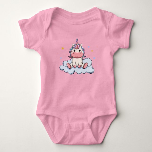 Body Pink Pastel Unicorne sur un nuage (Devant)