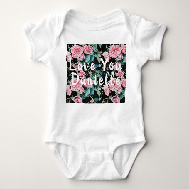 Body Pink Rose Roses Love You Babies One-Piece Bodysuit (Devant)