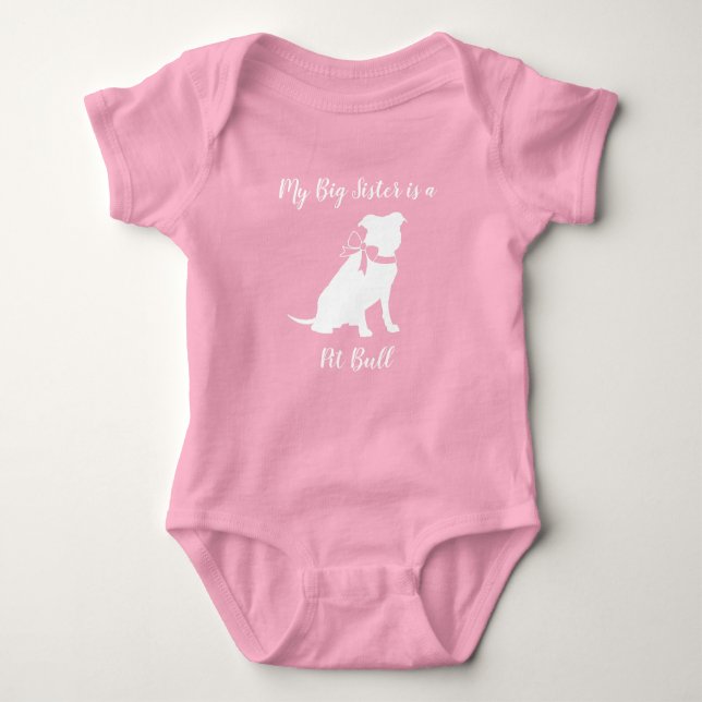 Body Pit Bull Chien Baby shower rose fille Pitbull (Devant)