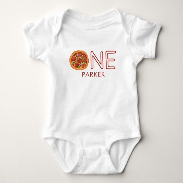 Body Pizza moderne Premier anniversaire Bab personnalis (Devant)
