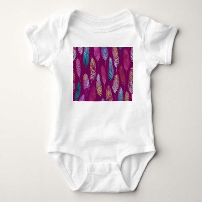 Body Plumes colorées : motif arrière - plan violet. (Devant)