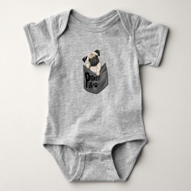 Body Pocket Carlin Gris Baby Bodysuit (Devant)