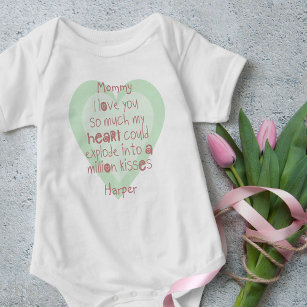 T-shirt Poème mignon maman sur le coeur de la menthe Perso