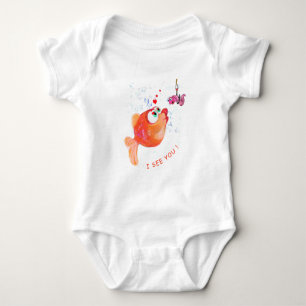 Body Poisson et ver Funny Bébé Bodysuit - Texte personn