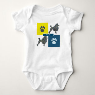 Body Poodle Silhouette Chien & Paw Yellow & Blue Grid