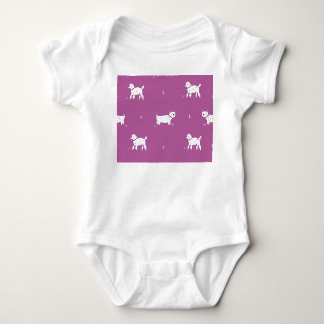 Body Poodle violet : Motif rétro monochrome (Devant)