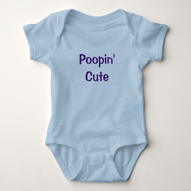 Body Poopin' mignon Bleu Bébé Garçon Romper Nouveau-né (Devant)