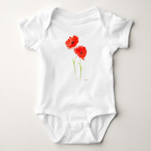 Body Populations rouge floral aquarelle été bébé bodysu