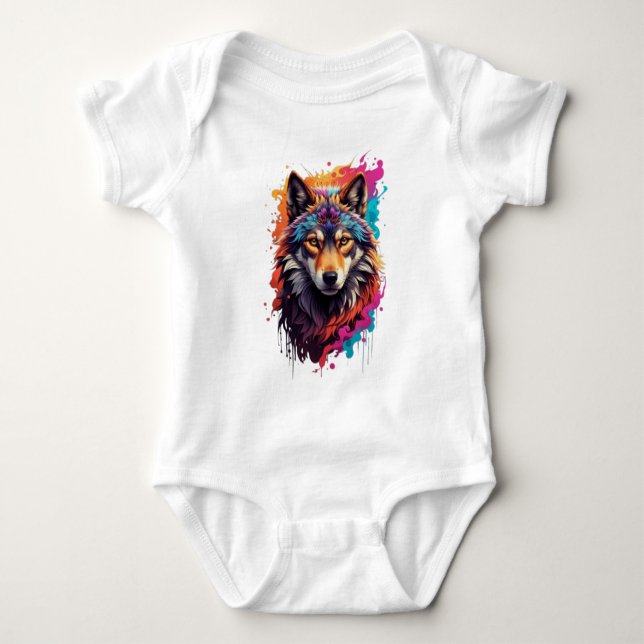 Body Portrait de Loup Coloré Art Animalier Abstrait-876 (Devant)