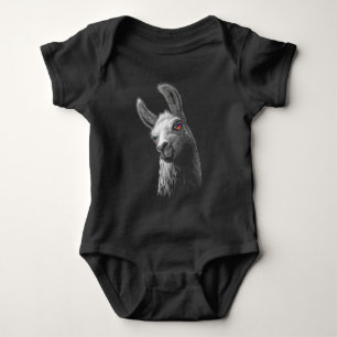 Body Portrait Head Cute Llama sur Arrière - plan noir