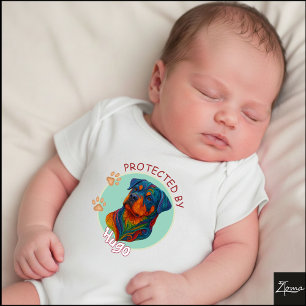 Body Portrait vibrant de Rottweiler en volutes filigran