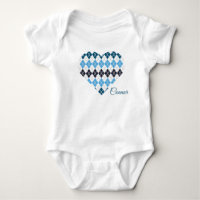 Posh Jacquard Coeurs Big Heart Blanc et Bleu