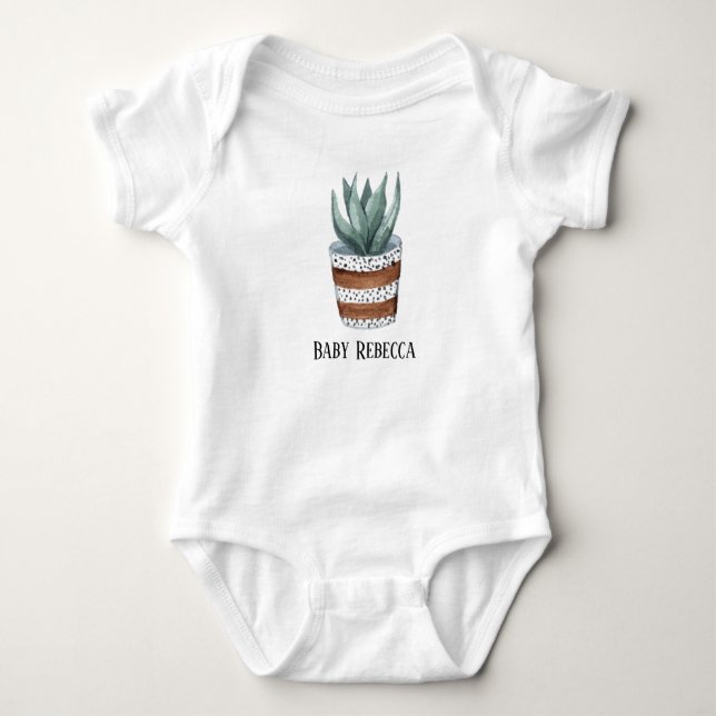 Body Pot Succulent Houseplant Custom Baby Bodysuit (Devant)