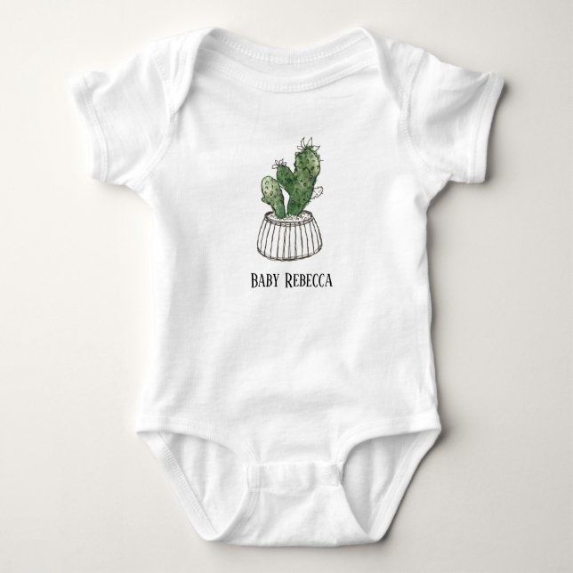 Body Pot Succulent Houseplant Custom Baby Bodysuit (Devant)
