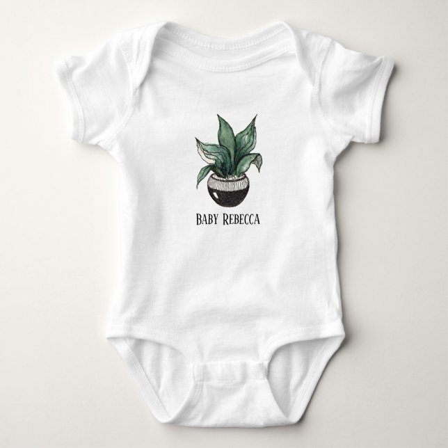 Body Pot Succulent Houseplant Custom Baby Bodysuit (Devant)