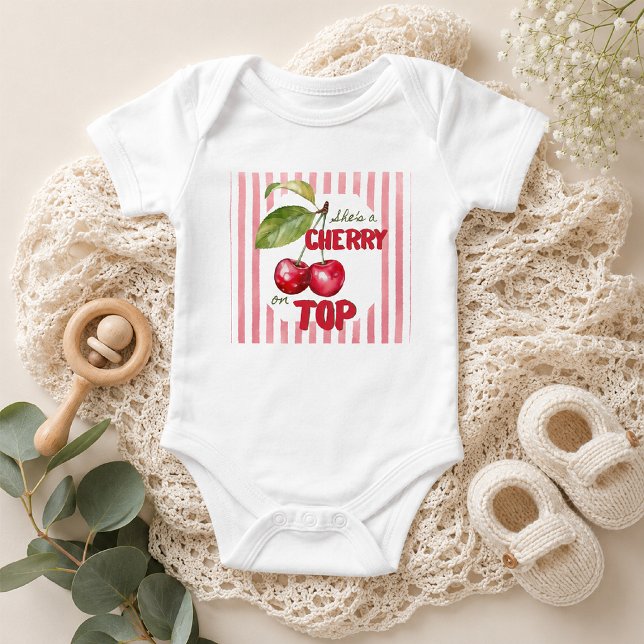 Body pour bébé Cherry on Top Retro Stripe pour Bab (Créateur téléchargé)
