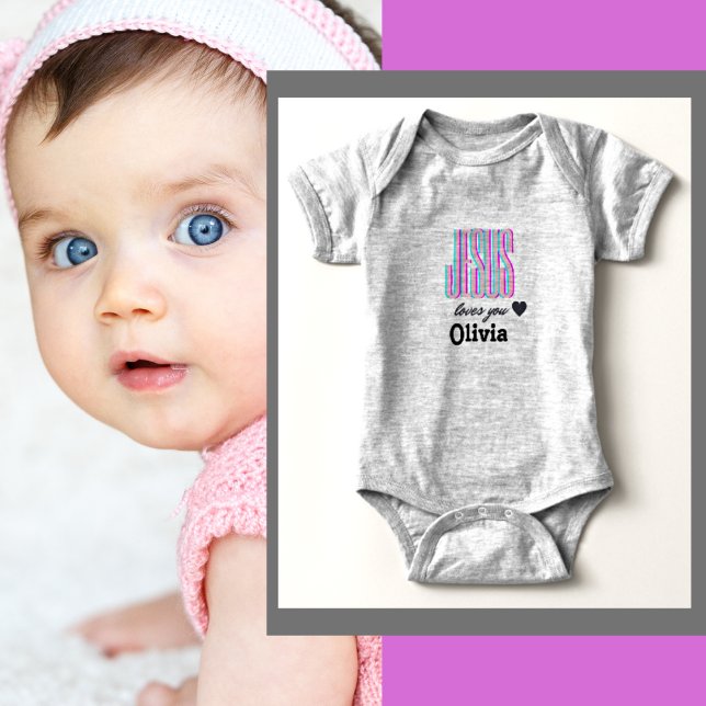 Body pour bébé personnalisé 'Jésus t'aime Olivia' (Créateur téléchargé)