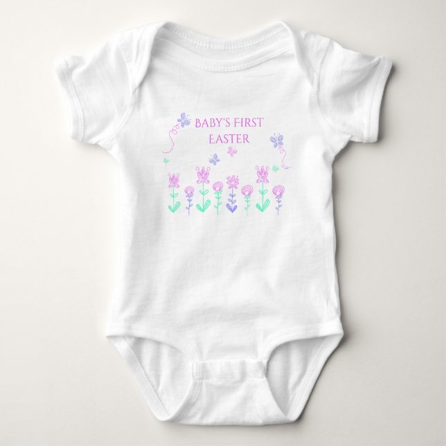 Body pour bébé premier jardin de printemps de Pâqu (Devant)