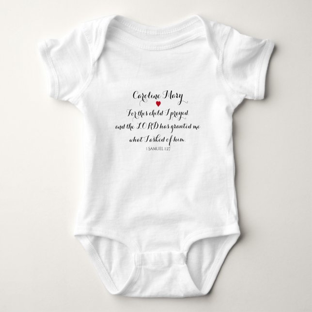 Body Pour cet enfant, j'ai prié Bodysuit Baby (Devant)