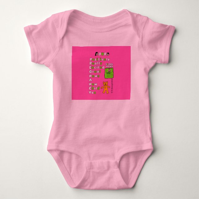 Body pour fille enceinte avec acronymes sur fond r (Devant)