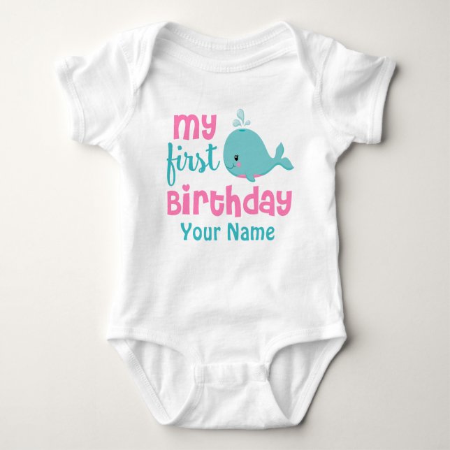 Body Premier Anniversaire Baleine Filles Chemise person (Devant)