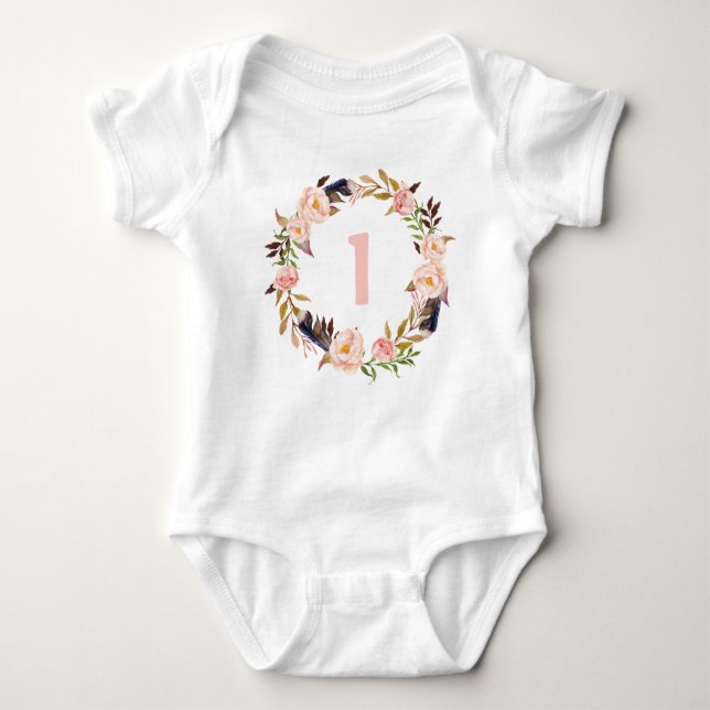 Body Premier anniversaire Floral Wreath Boho Baby Bodys (Devant)