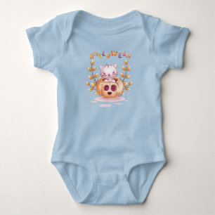 Body Premier Chat Mignon dans un Citrouille Halloween T