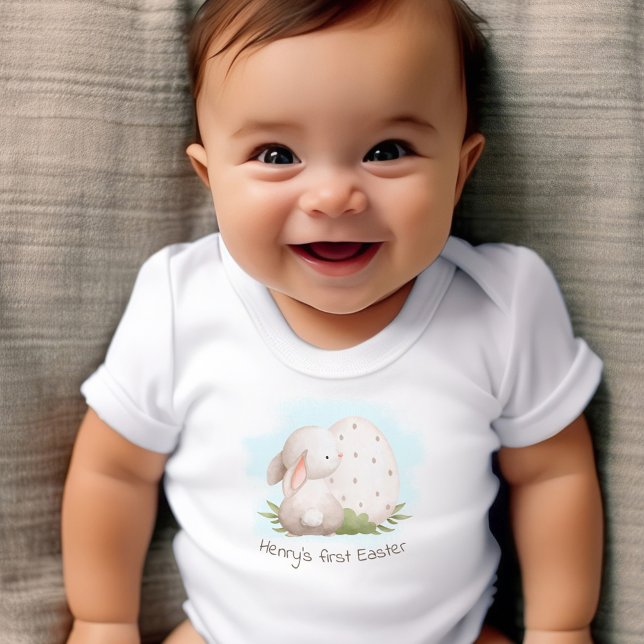 Body Premier lapin mignon de Pâques Nom personnalisé Ba (First Easter Cute Bunny Personalized Name Baby Boy Baby Bodysuit)