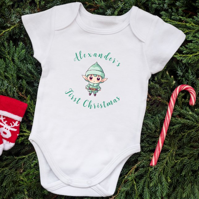 Body Premier Noël bébé garçon elf personnalisé (Créateur téléchargé)