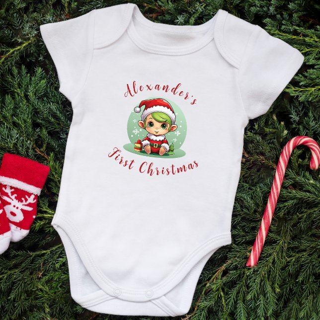 Body Premier Noël bébé garçon elf personnalisé (Créateur téléchargé)
