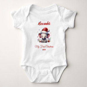 Body Premier Noël de bébé éléphant mignon personnalisé