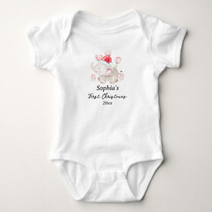 Body Premier Noël de Bébé Fille Éléphant Nom Personnali