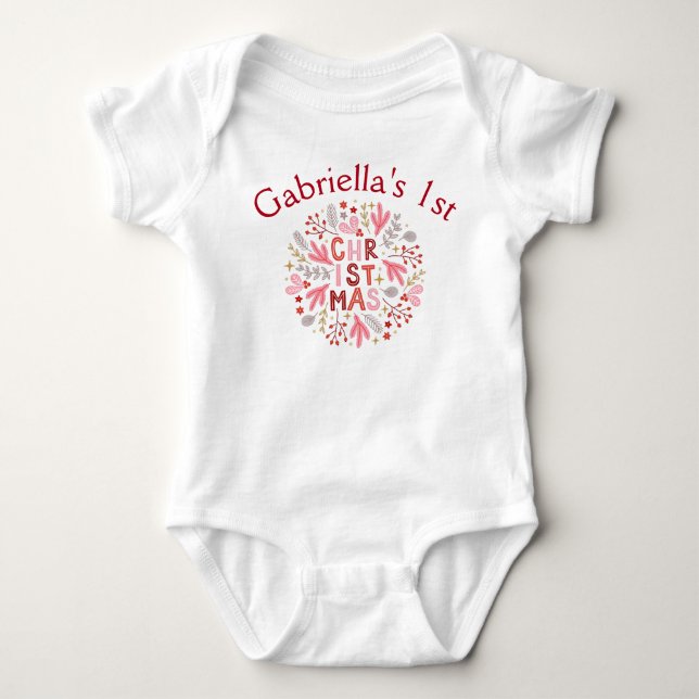 Body Premier Noël de bébé personnalisable pour fille (Devant)
