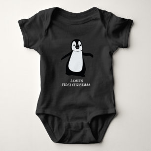 Body Premier Noël de bébé personnalisé   Pingouin migno