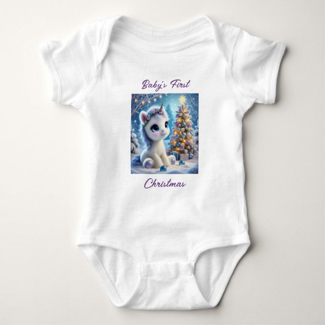 Body Premier Noël de la licorne bébé  (Devant)