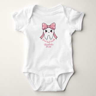 Body Première Dent de Bébé Ruban Rose Kawaii