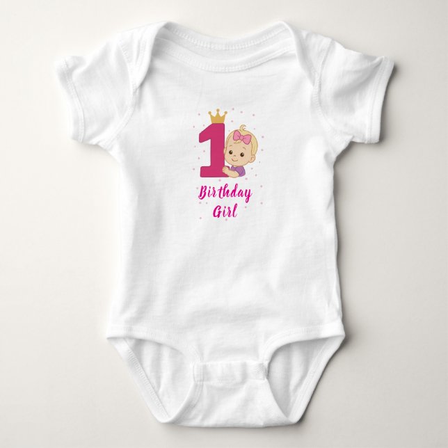 Body Première fille d'anniversaire avec Couronne et ros (Devant)