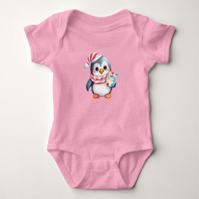 Body Première tenue de pingouin de Noël pour bébé - mig (Devant)