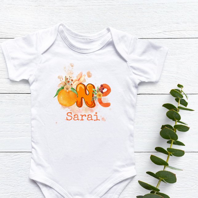 Body Première tenue Orange personnalisée (Personalized Orange First Birthday Outfit Baby Bodysuit)