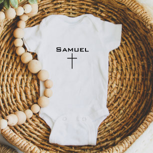 Body Prénom de Bébé   Croix Moderne Mignon Chrétien
