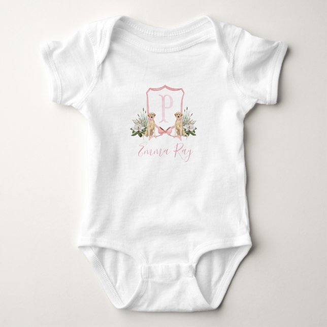 Body Preppy Baby shower fille chien rose du sud (Devant)
