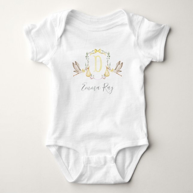 Body Préppy Southern Yellow Stork Girl Baby shower (Devant)