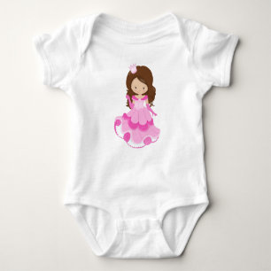 Body Princesse mignonne, Couronne, Robe rose, Cheveux B