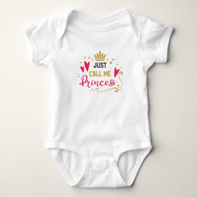 Body Princesse Typographie Fille Rose Bébé Glam Or (Devant)